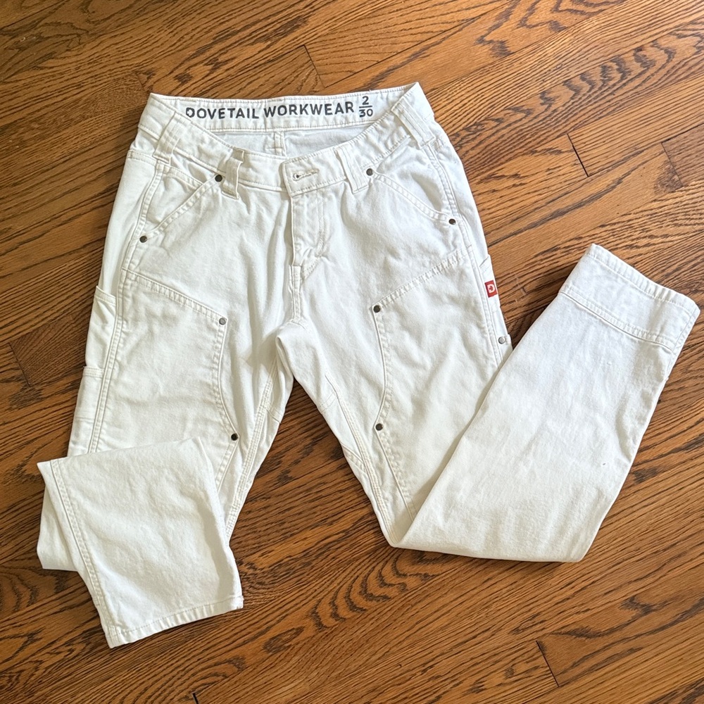 Dovetail Workwear Anna Task Pant in white, size 2/30